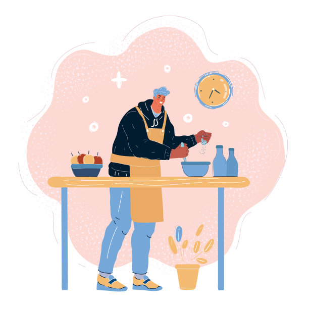 矢量插图的男子厨师烹饪食物图片下载