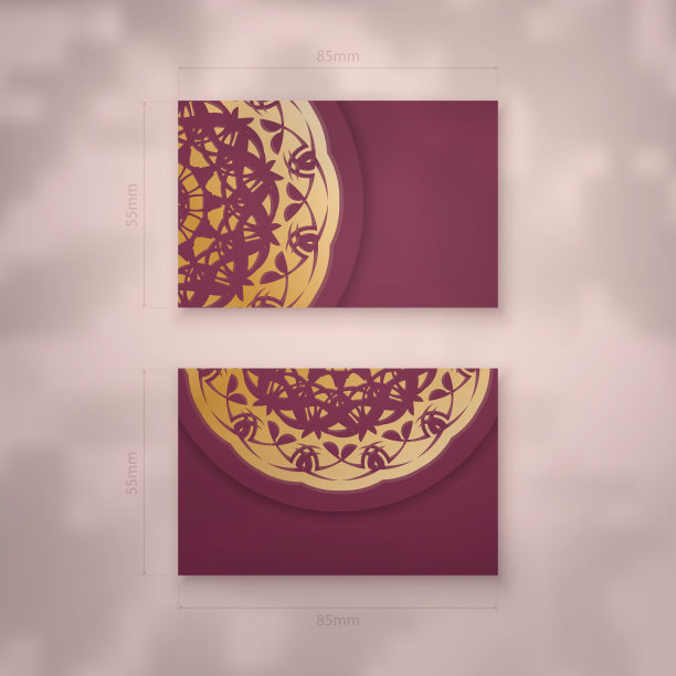 名片模板在酒红色与希腊金饰您的业务。图片下载