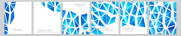 集向量盖笔记本设计。抽象的蓝色极小三角形半色调模板设计笔记本纸，copybook小册子，书，杂志。计划和日记封面印刷图片下载