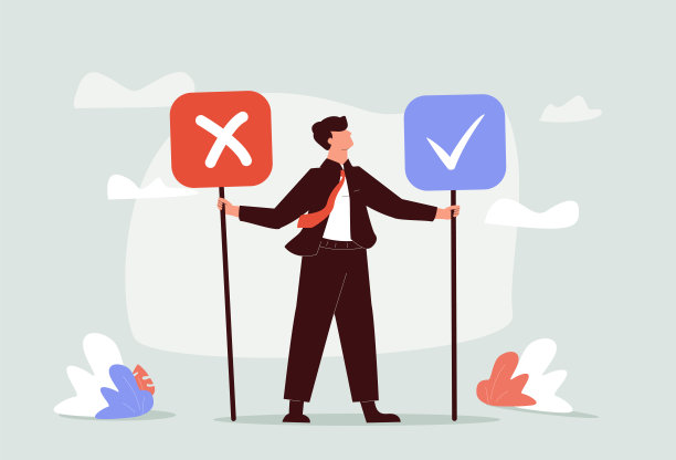 商业决策对错、对错、对错，道德选择选择观念，深思熟虑。素材图片