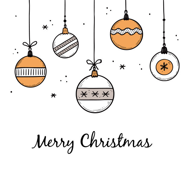 涂鸦圣诞球元素集图片下载