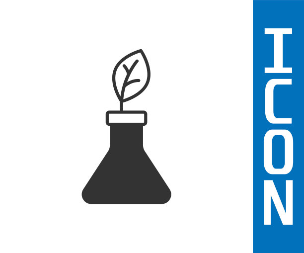 灰色植物育种图标孤立在白色背景。在试管中生长的植物。有机食品、农业和水培。向量图片下载