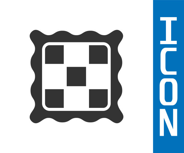 灰色格子餐巾图标孤立在白色背景。向量图片下载