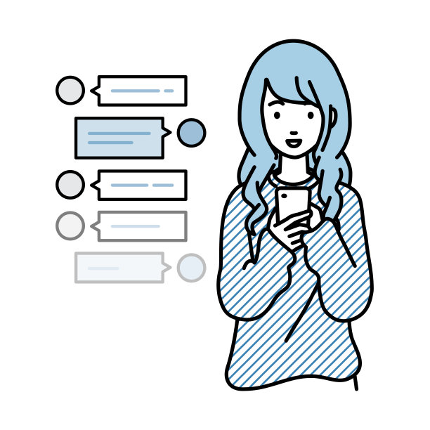 一个女人在休闲风格享受聊天聊天通过社交网络messenger站在看在她的智能手机图片下载