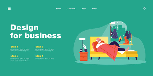 卡通老人发烧躺在床上图片下载