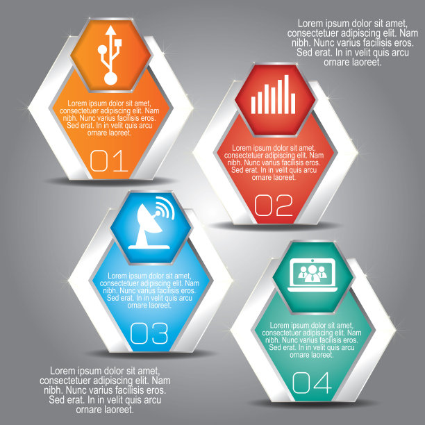 具有4个选项、部分、步骤或流程的业务概念。可用于工作流布局，图表，数字选项，网页设计。图片下载