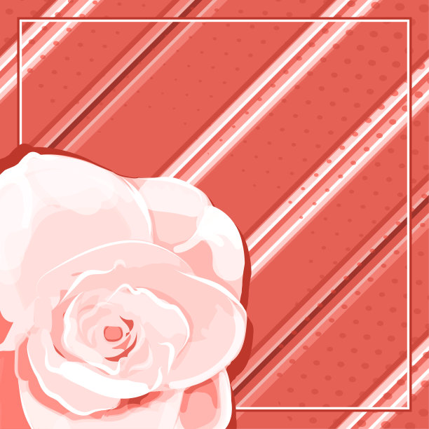 矢量几何图案，对角线条纹与玫瑰在珊瑚背景，织物设计，瓷砖，围巾，头巾图片下载