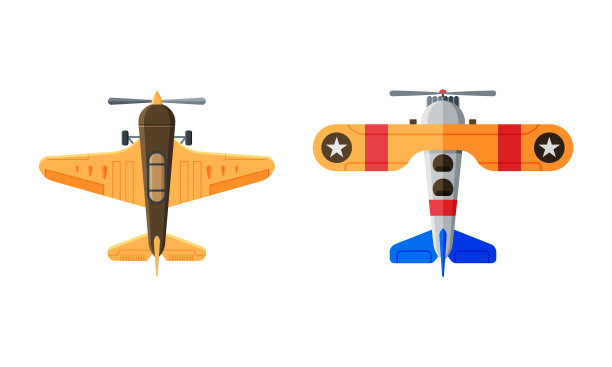 飞行的飞机与喷气发动机视图从以上向量集图片下载