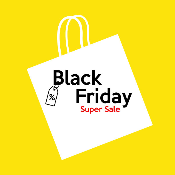 黑色星期五大减价和黄色背景的购物袋图片下载