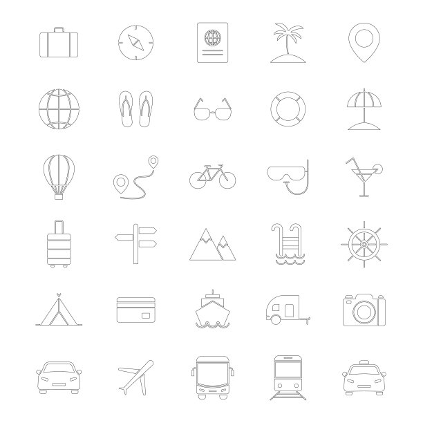 旅行线路图标设置。图片下载