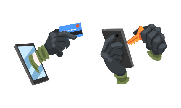 黑手套黑客破解密码和移动安全向量集图片下载