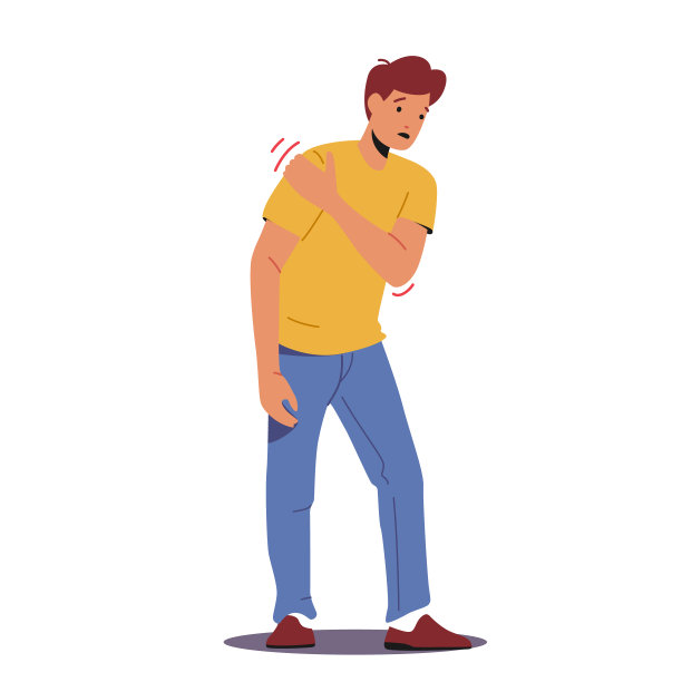 健康问题，疾病症状和不健康的身体疾病概念。男性角色感觉肩痛图片下载