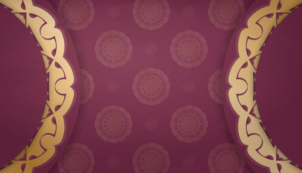 勃艮第背景与复古金色图案设计下的徽标或文本图片下载