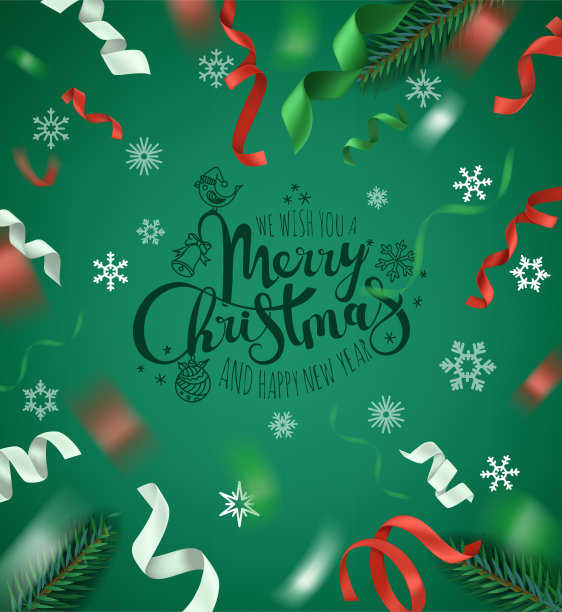 彩色丝带和绿色小玩意图片下载