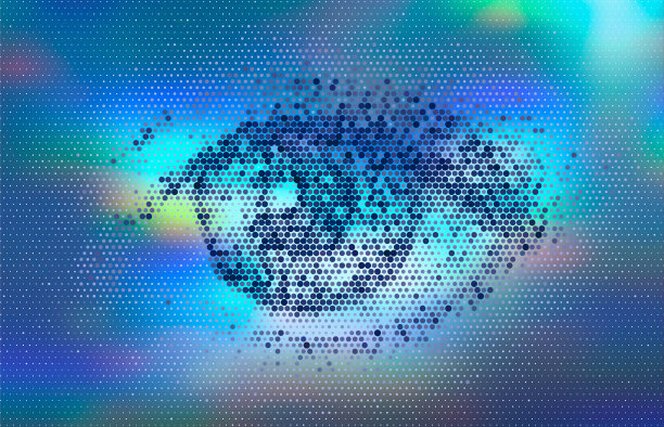 视网膜的数字扫描。蓝眼矢量插图图片下载