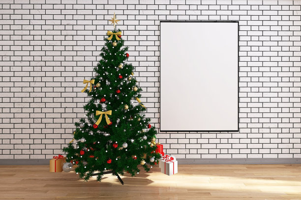 圣诞树与照片框架模型3D渲染图片下载