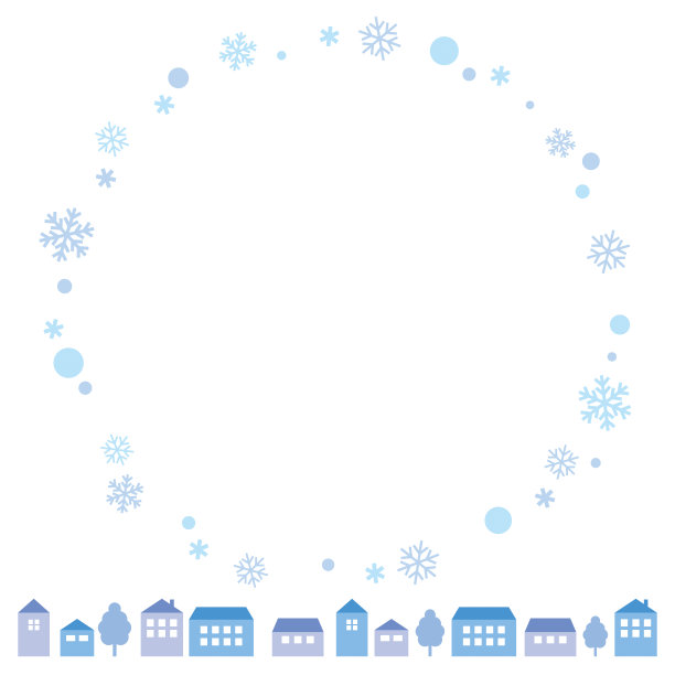 雪花和城市景观装饰框图片下载