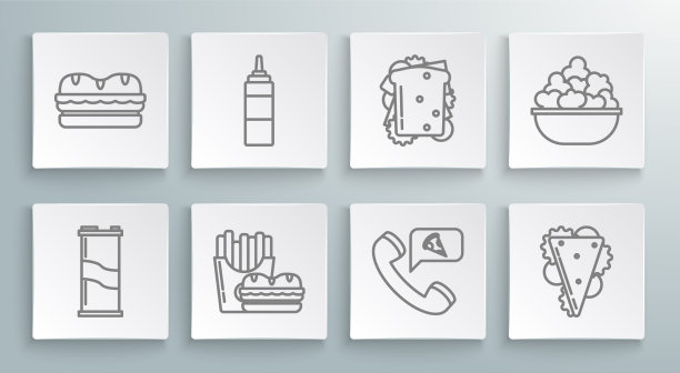 定线汽水罐酱汁瓶汉堡和法国图片下载