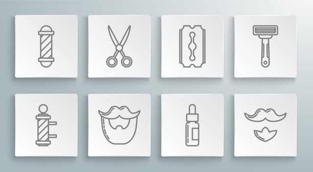 设定线经典的理发店杆剪刀图片下载