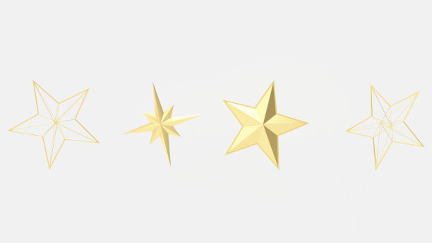 白色背景上镶嵌着各种金色的星星，孤立无援。设计金星元素在您的设计中使用。3 d插图形象。图片下载