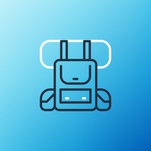 行徒步旅行背包图标孤立的蓝色图片下载