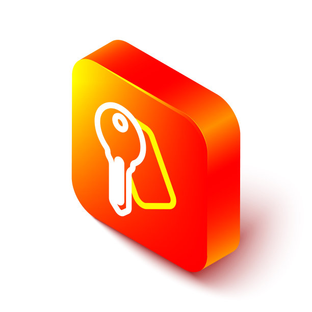 等距线酒店门锁钥匙图标隔离图片下载