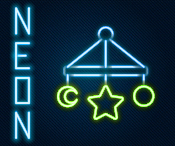 发光的霓虹灯线婴儿床挂玩具图标图片下载