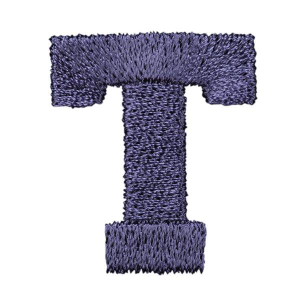 蓝色刺绣设计字母t孤立在白色的背景图片下载