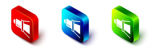 等距电影聚光灯图标孤立在白色图片下载