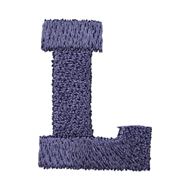 蓝色刺绣设计字母字母l孤立在白色的背景图片下载