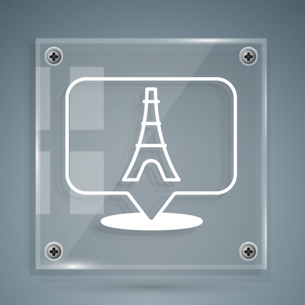 白色的埃菲尔铁塔图标孤立在灰色图片下载