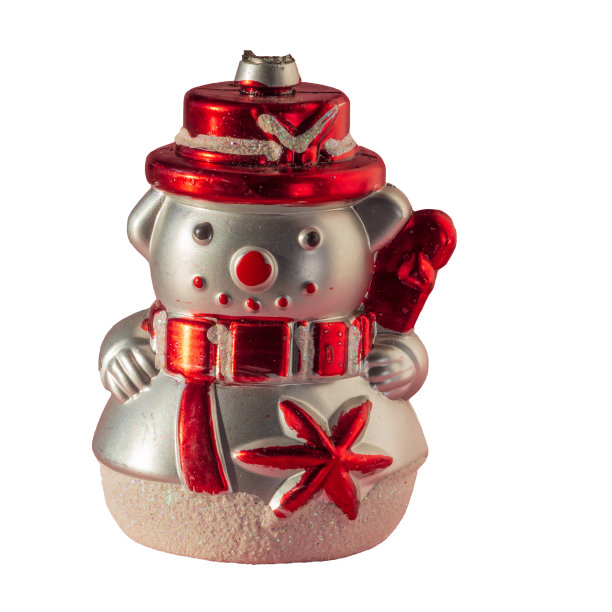 圣诞树用绝缘玩具。雪人形状的圣诞玩具。新年。圣诞色彩斑斓的雪人图片下载