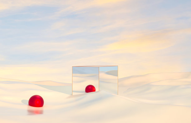 以几何形式抽象的冬季圣诞场景。产品站。超现实主义的背景。图片下载