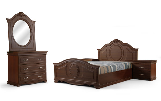 带镜子梳妆台的床图片下载