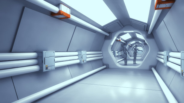 3 d渲染。未来走廊室内设计图片下载