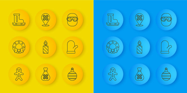 设定线节日姜饼人饼干圣诞节图片下载