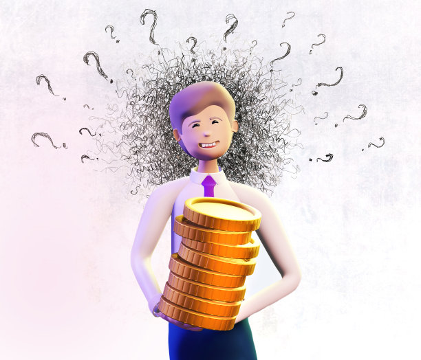 3D渲染插图成功的商人，银行经理持有金币。投资，咨询，帮助，银行和储蓄的概念图片下载