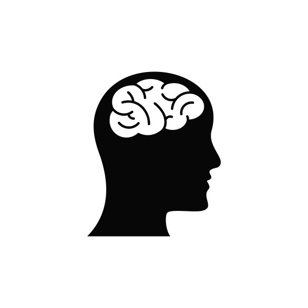 人的头部与大脑图标，脑符号线风格孤立在白色背景，矢量插图图片下载