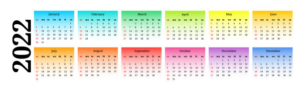 2022年的日历被隔离在白色背景上图片下载