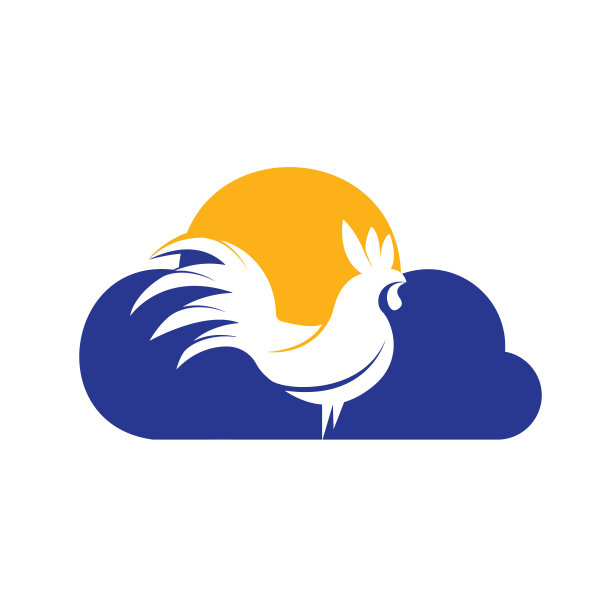 公鸡和云矢量标志设计。图片下载