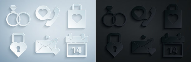 集信封与心购物袋城堡图片下载