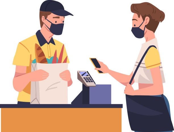 女性角色使用非接触式支付方式图片下载