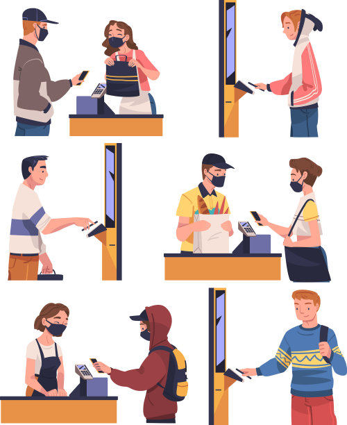 人们使用非接触式支付方式图片下载