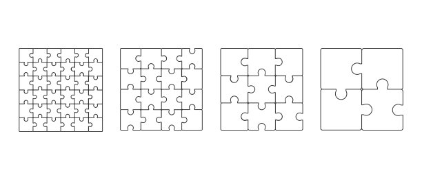 拼图块向量符号集。拼图网格空白模板图片下载