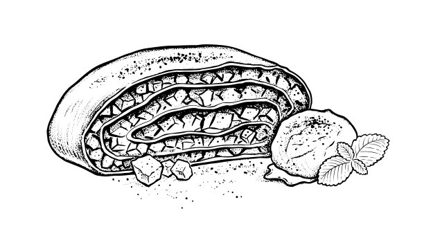 复古风格的苹果馅饼插图图片下载