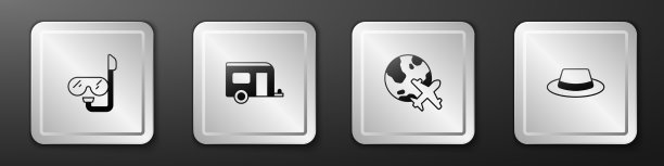 设置潜水面具和浮潜房车露营拖车图片下载