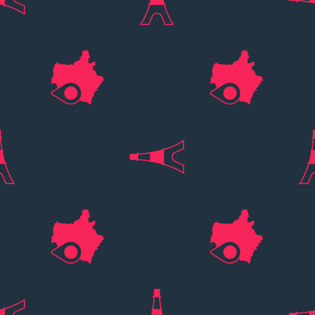 设置地图的法国和埃菲尔铁塔无缝图片下载