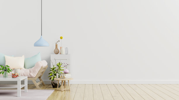 空光白墙背景，有一个带沙发的客厅。图片下载