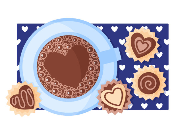 假日早餐卡布奇诺和糖果。图片下载