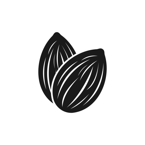 杏仁图标。坚果矢量插图孤立的白色背景。图片下载